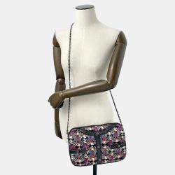 Pre Owned Chanel Black/Multicolor Tweed Lambskin Girl Chain Shoulder Bag