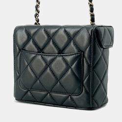 Pre Owned Chanel Black Lambskin Matelasse Vanity Chain Shoulder Bag 