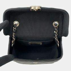 Pre Owned Chanel Black Lambskin Matelasse Vanity Chain Shoulder Bag 