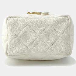 Chanel White Soft Caviar Leather Chain Mini Vanity Bag