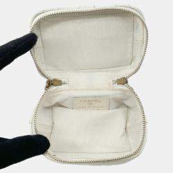 Chanel White Soft Caviar Leather Chain Mini Vanity Bag