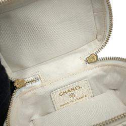 Chanel White Soft Caviar Leather Chain Mini Vanity Bag