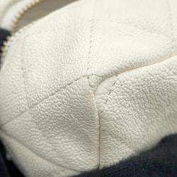 Chanel White Soft Caviar Leather Chain Mini Vanity Bag