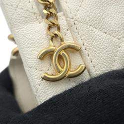 Chanel White Soft Caviar Leather Chain Mini Vanity Bag