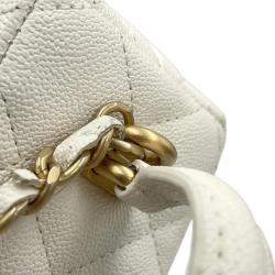 Chanel White Soft Caviar Leather Chain Mini Vanity Bag