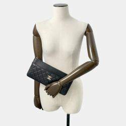 Chanel Black Lambskin Matelasse Clutch Bag 