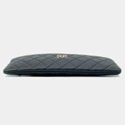 Chanel Black Lambskin Matelasse Clutch Bag 
