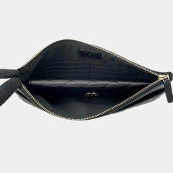 Chanel Black Lambskin Matelasse Clutch Bag 