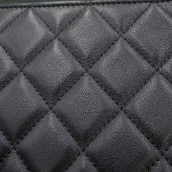 Chanel Black Lambskin Matelasse Clutch Bag 