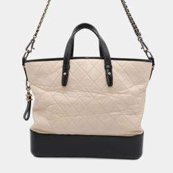 Chanel Gabriel 2Way Chain Shoulder Bag Beige/Black Leather