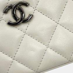Chanel Matelasse Chain Vanity Bag White Lambskin Rhinestone