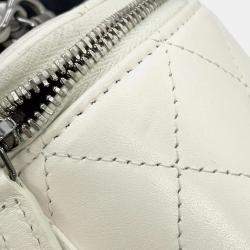 Chanel Matelasse Chain Vanity Bag White Lambskin Rhinestone
