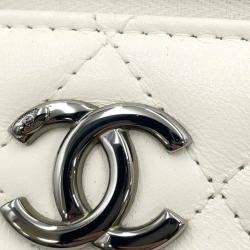 Chanel Matelasse Chain Vanity Bag White Lambskin Rhinestone