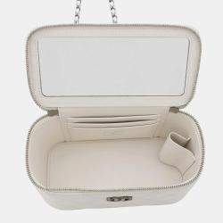 Chanel Matelasse Chain Vanity Bag White Lambskin Rhinestone