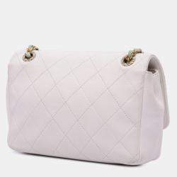 Pre Owned Chanel Blue Pink CC Quilted Calfskin Single Flap