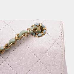 Pre Owned Chanel Blue Pink CC Quilted Calfskin Single Flap