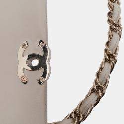 Pre Owned Chanel Beige Medium Lambskin Twist Chain Enamel CC Flap