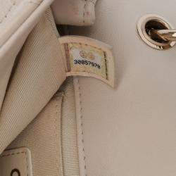 Pre Owned Chanel Beige Medium Lambskin Twist Chain Enamel CC Flap