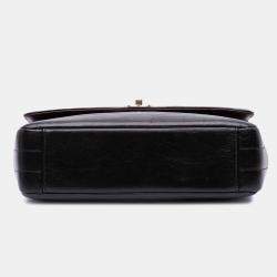 Pre Owned Chanel Black Chevron Shiny Lambskin Miroir Flap