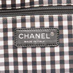 Pre Owned Chanel Black/White Printed Canvas Gingham Weekender Tote
