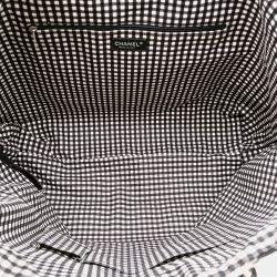 Pre Owned Chanel Black/White Printed Canvas Gingham Weekender Tote