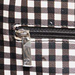 Pre Owned Chanel Black/White Printed Canvas Gingham Weekender Tote
