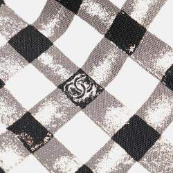 Pre Owned Chanel Black/White Printed Canvas Gingham Weekender Tote