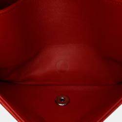 Pre Owned Chanel Red Medium Classic Lambskin Double Flap