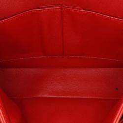 Pre Owned Chanel Red Medium Classic Lambskin Double Flap