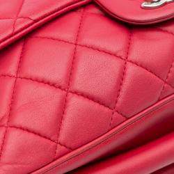 Pre Owned Chanel Pink Jumbo Quilted Lambskin 3 Accordion Flap