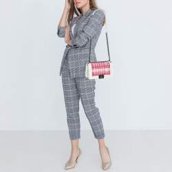 Chanel White/Pink Patent and Tweed Medium Boy Flap Bag