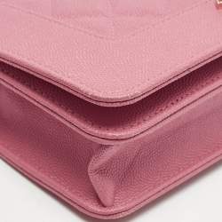 Chanel Dark Pink Quilted Leather Mademoiselle Wallet On Chain