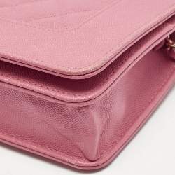 Chanel Dark Pink Quilted Leather Mademoiselle Wallet On Chain