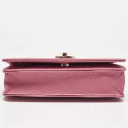 Chanel Dark Pink Quilted Leather Mademoiselle Wallet On Chain