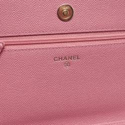 Chanel Dark Pink Quilted Leather Mademoiselle Wallet On Chain