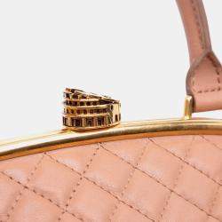 Chanel Brown Paris Rome Quilted Calfskin Colosseum Lock Frame Bowling Bag