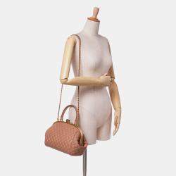 Chanel Brown Paris Rome Quilted Calfskin Colosseum Lock Frame Bowling Bag