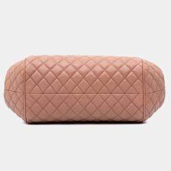 Chanel Brown Paris Rome Quilted Calfskin Colosseum Lock Frame Bowling Bag