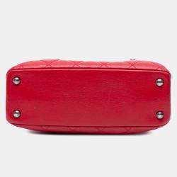 Chanel Red Small Quilted Shiny Sheepskin Boy Chained Tote