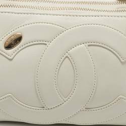 Chanel White Leather CC Mania Waist Bag