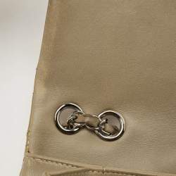 Pre Owned Chanel Beige Quilted Patent Leather 3 Compartment Classic Flap Bag