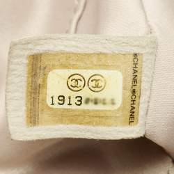 Pre Owned Chanel Beige Quilted Patent Leather 3 Compartment Classic Flap Bag