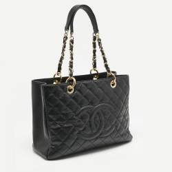 Chanel Black Quilted Caviar Leather GST Tote