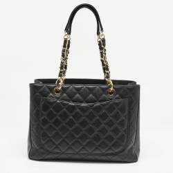Chanel Black Quilted Caviar Leather GST Tote