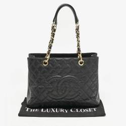 Chanel Black Quilted Caviar Leather GST Tote