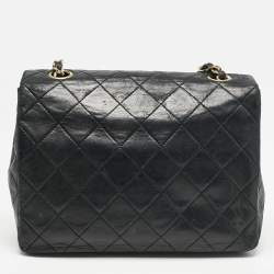 Chanel Black Quilted Lambskin Leather Vintage Classic Flap Bag