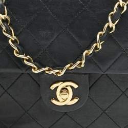 Chanel Black Quilted Lambskin Leather Vintage Classic Flap Bag