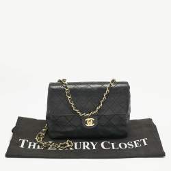 Chanel Black Quilted Lambskin Leather Vintage Classic Flap Bag