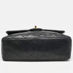 Chanel Black Quilted Lambskin Leather Vintage Classic Flap Bag