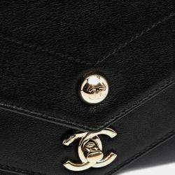 Pre Owned Chanel Black Mini Quilted Sheepskin Double Chevron Flap